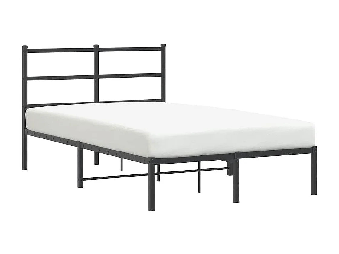 Cadre de lit métal sans matelas avec tête de lit noir 120x190cm