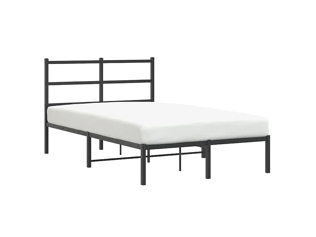 Bedframe met hoofdbord metaal zwart 120x190 cm