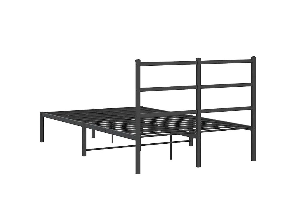 Bedframe met hoofdbord metaal zwart 120x190 cm