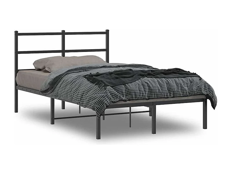Cadre de lit métal sans matelas avec tête de lit noir 120x190cm