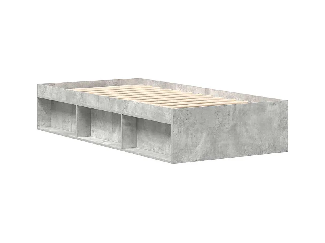 Cadre de lit sans matelas gris béton 90x200 cm