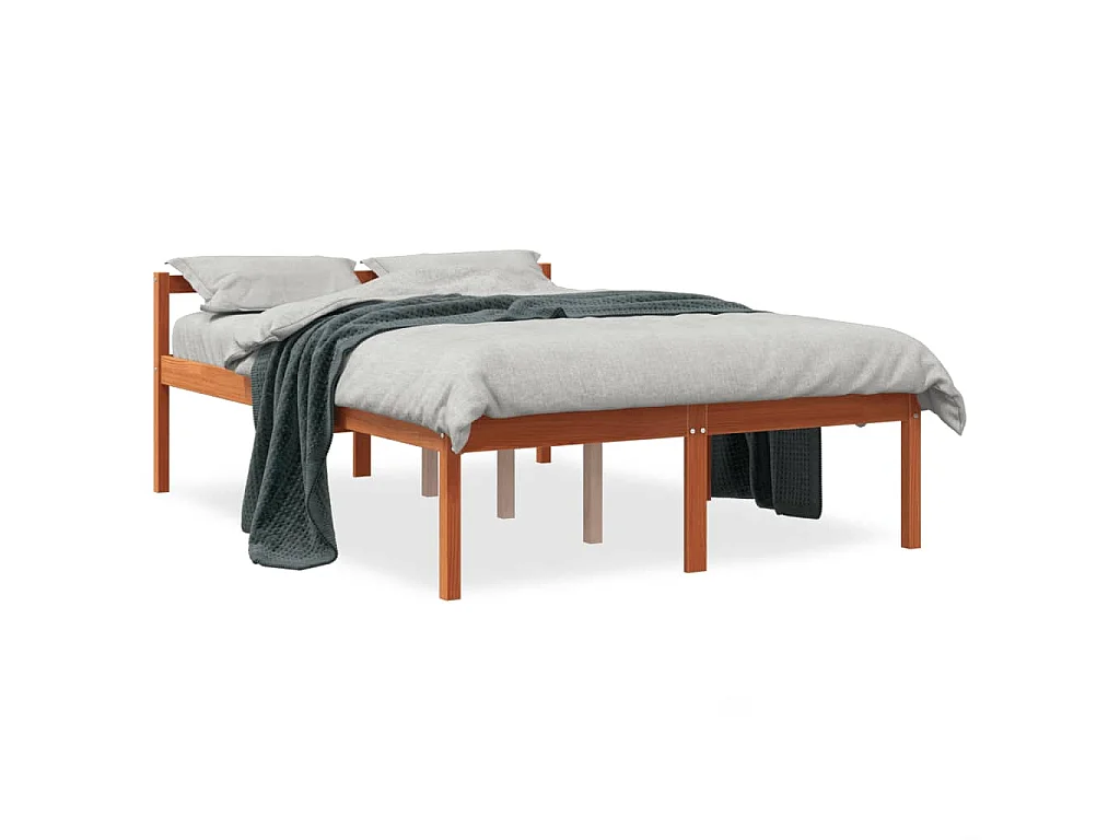 Seniorenbett Wachsbraun 140x190 cm Massivholz Kiefer