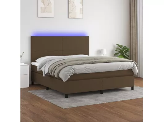 Kauf Unique Boxspringbett mit Matratze & LED Dunkelbraun 180x200 cm Stoff