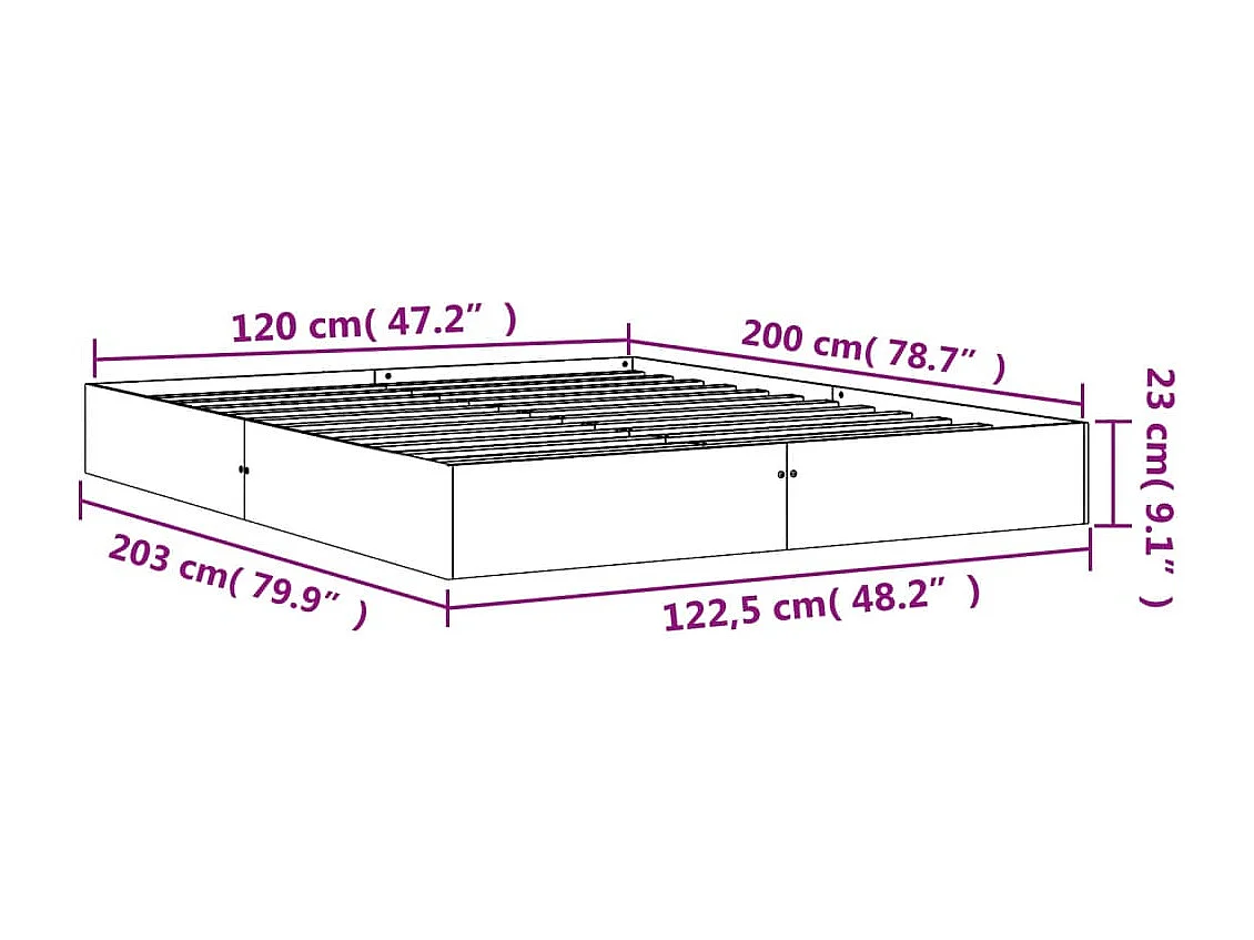 Bedframe zonder matras massief grenenhout wasbruin 120x200 cm