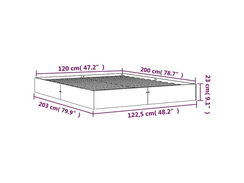Bedframe zonder matras massief grenenhout wasbruin 120x200 cm