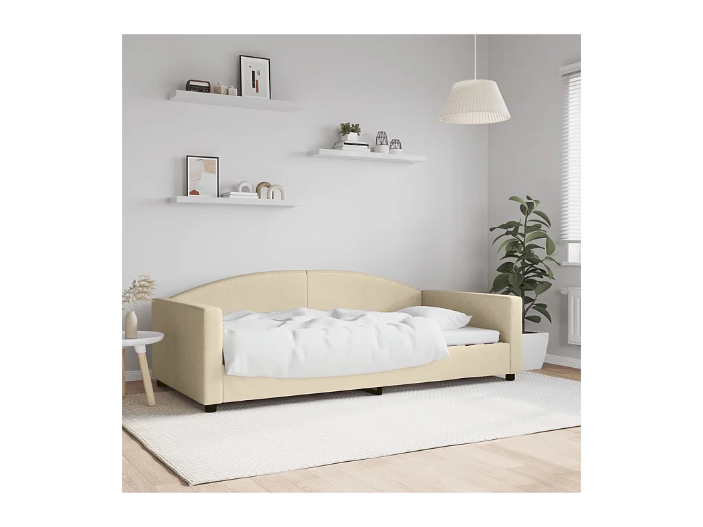 Lit de repos crème 100x200 cm tissu
