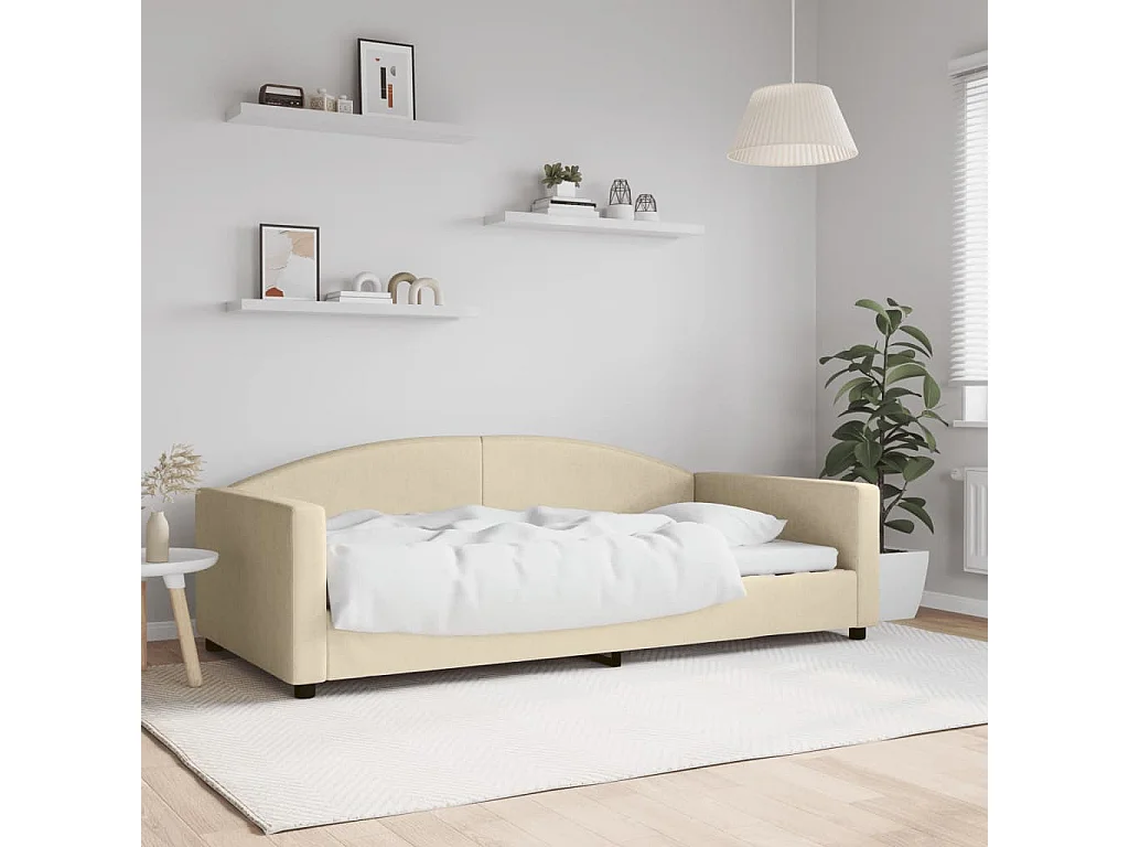 Tagesbett Creme 100x200 cm Stoff