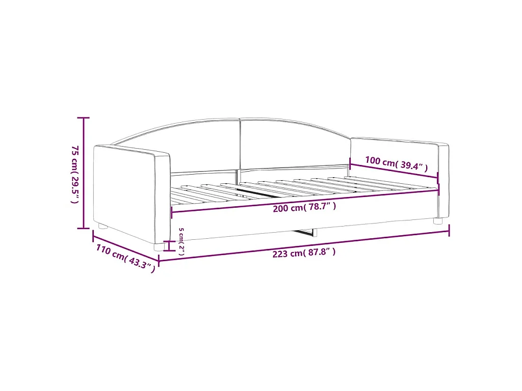Lit de repos crème 100x200 cm tissu