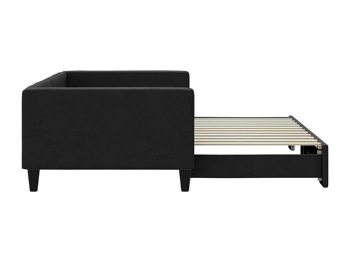 Tagesbett Ausziehbar Schwarz 100x200 cm Stoff