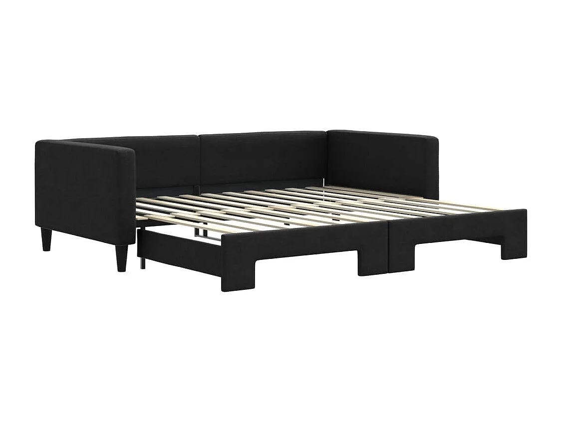 Lit de jour avec gigogne sans matelas noir 100x200 cm