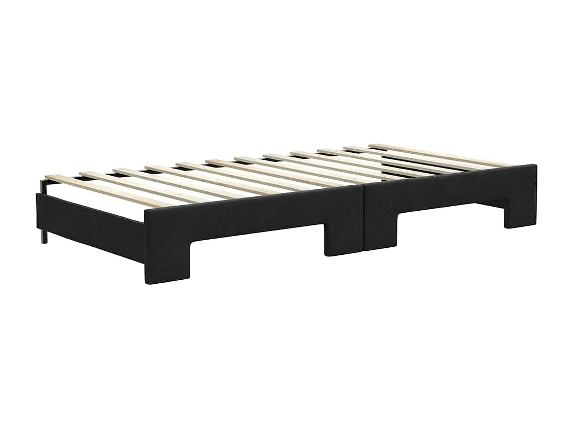 Lit de jour avec gigogne sans matelas noir 100x200 cm