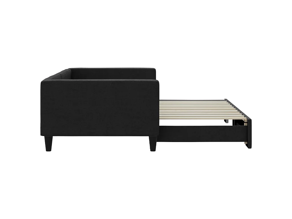 Lit de jour avec gigogne sans matelas noir 100x200 cm