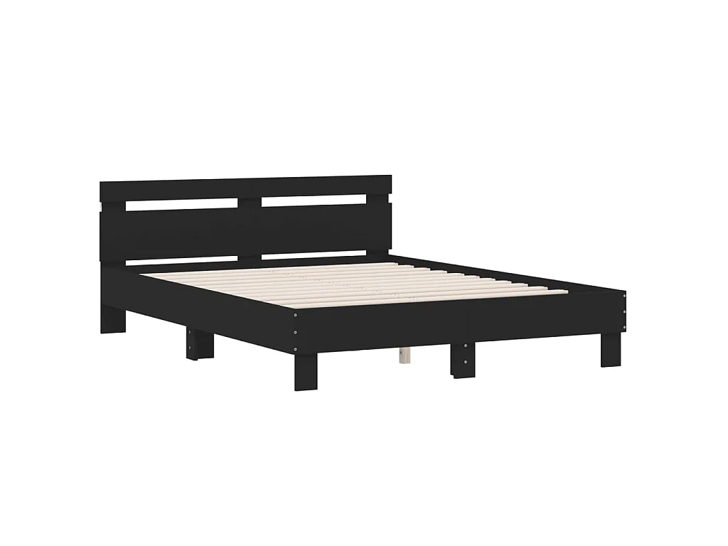 Bedframe met hoofdeinde en LED zwart 140x200 cm