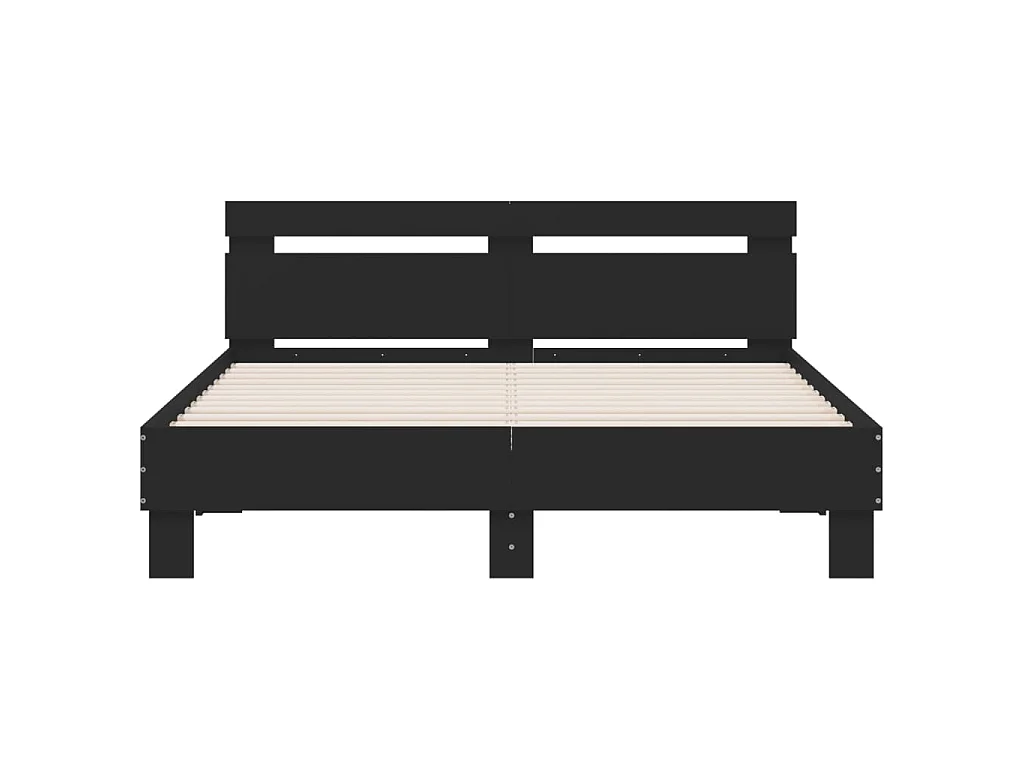 Bedframe met hoofdeinde en LED zwart 140x200 cm