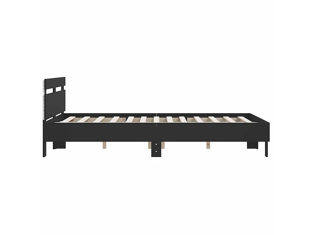 Cadre de lit avec LED sans matelas noir 140x200 cm
