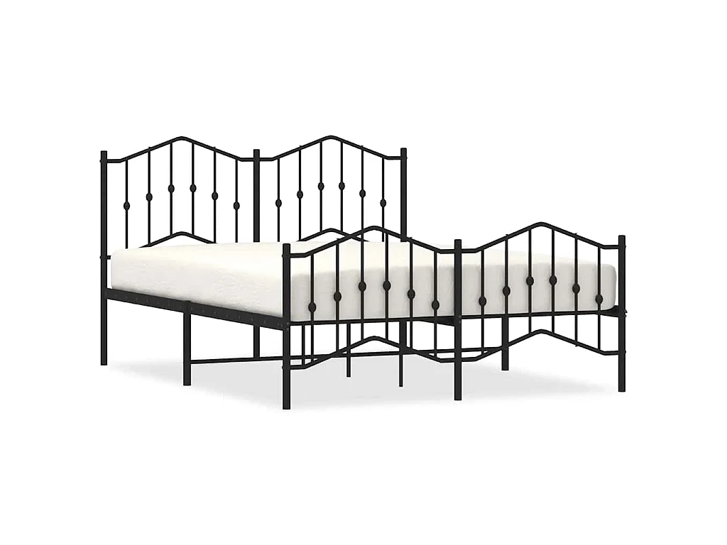 Cadre de lit métal sans matelas avec pied de lit noir 150x200cm