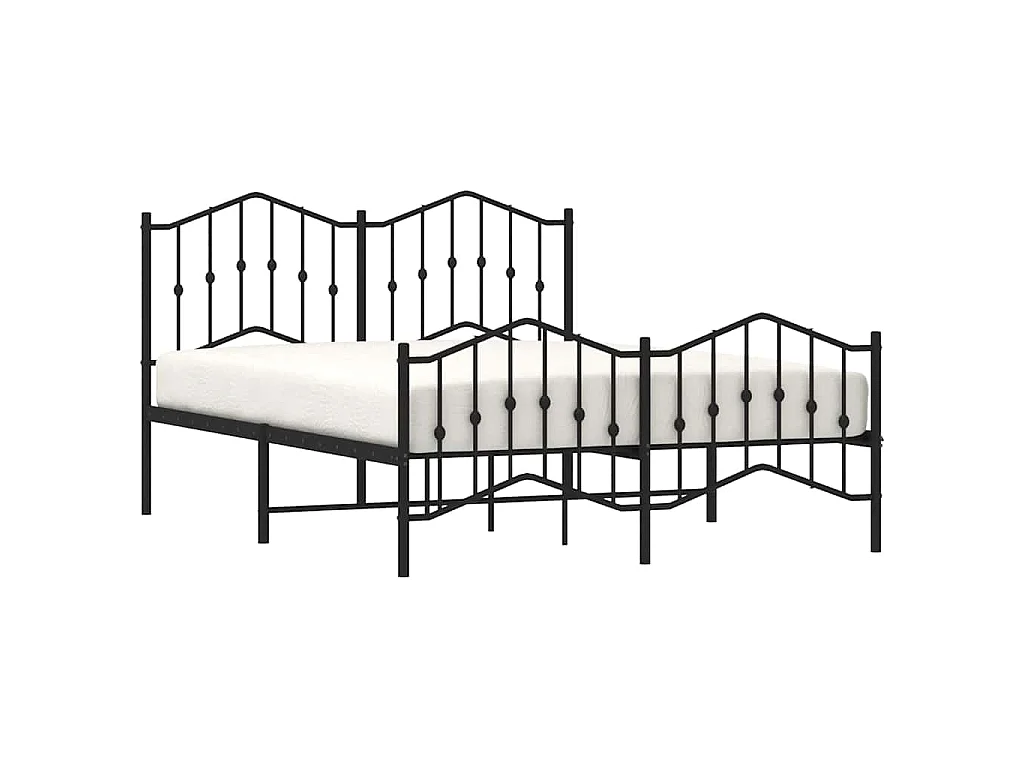 Cadre de lit métal sans matelas avec pied de lit noir 150x200cm