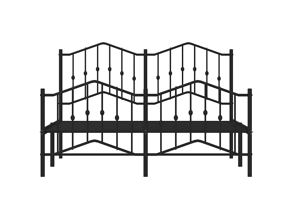 Cadre de lit métal sans matelas avec pied de lit noir 150x200cm