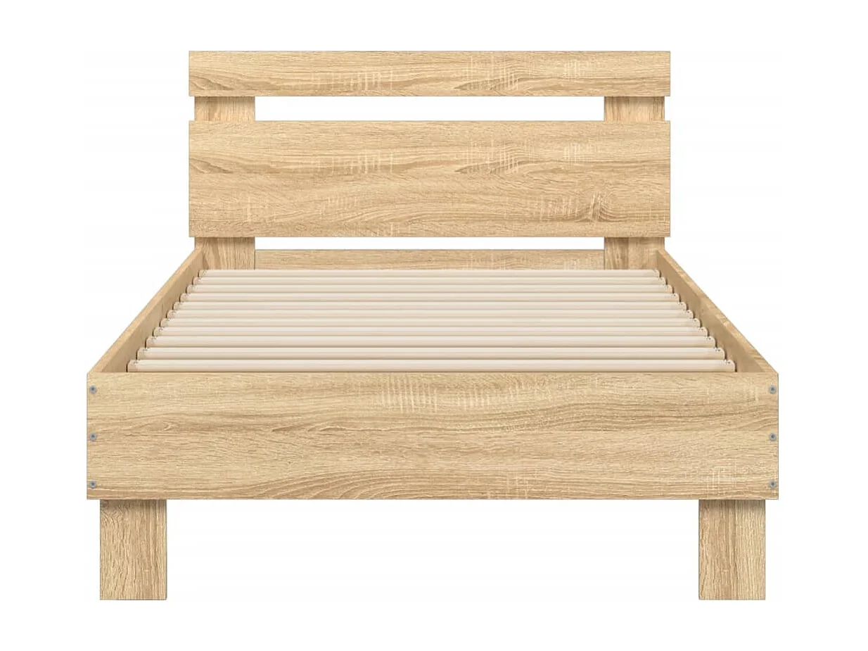 Estrutura cama c/ cabeceira/luzes LED 75x190 cm carvalho sonoma
