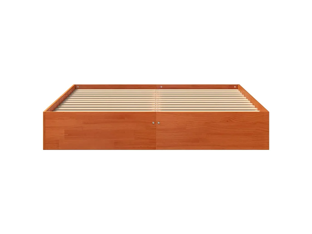 Massivholzbett ohne Matratze Wachsbraun 140x200 cm Kiefernholz