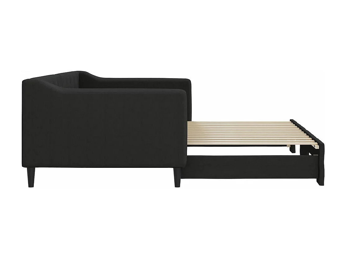 Slaapbank met onderschuifbed 90x200 cm stof zwart
