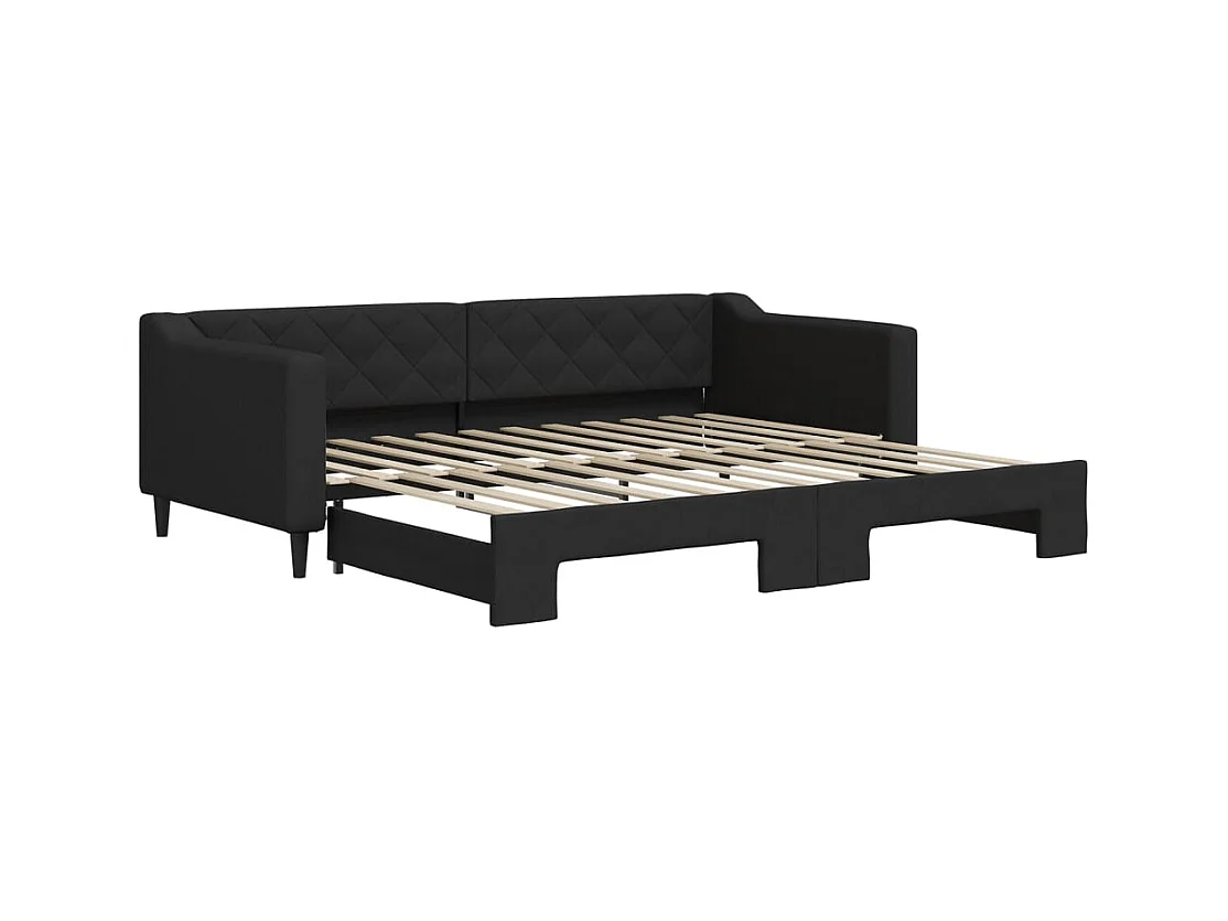 Lit de jour avec gigogne sans matelas noir 90x200 cm