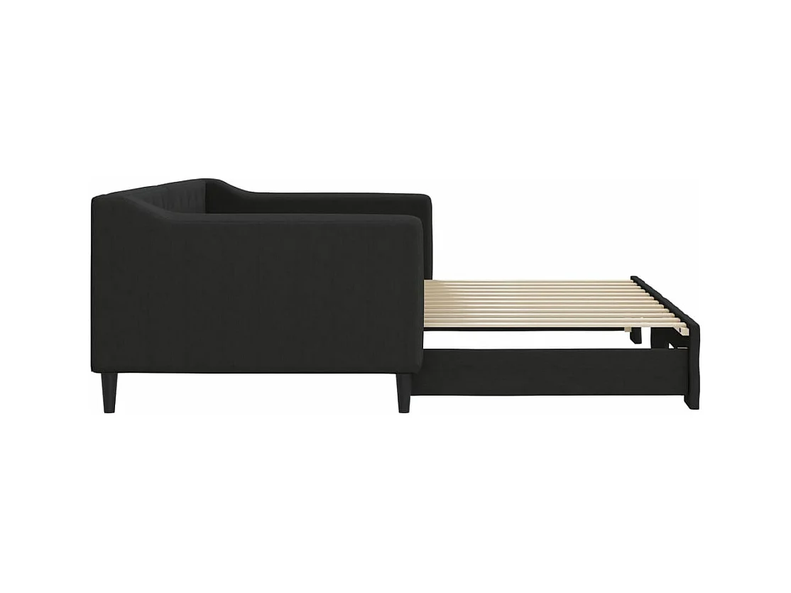 Lit de jour avec gigogne sans matelas noir 90x200 cm