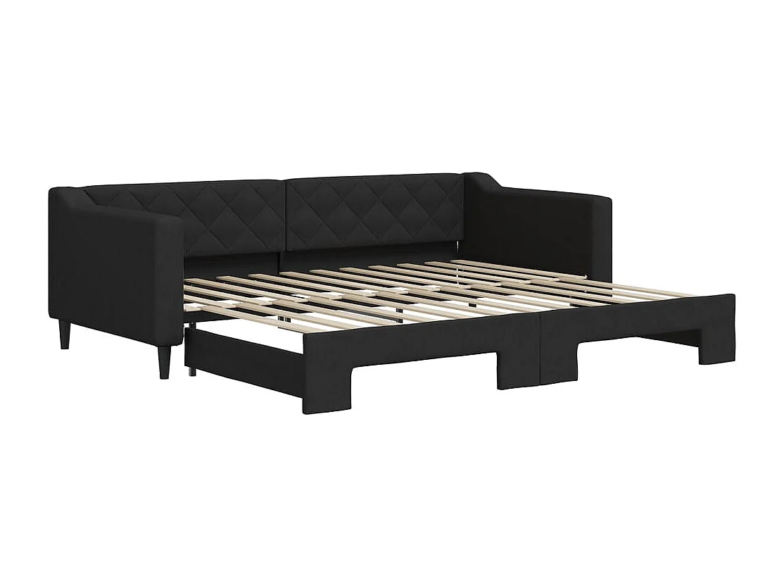 Lit de jour avec gigogne sans matelas noir 90x200 cm