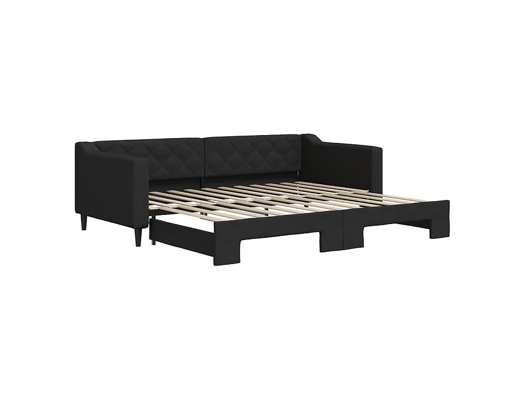 Lit de jour avec gigogne sans matelas noir 90x200 cm