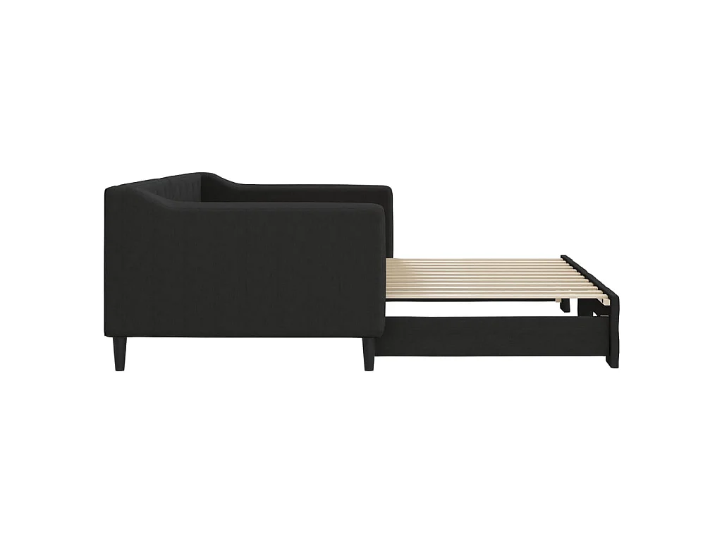 Lit de jour avec gigogne sans matelas noir 90x200 cm