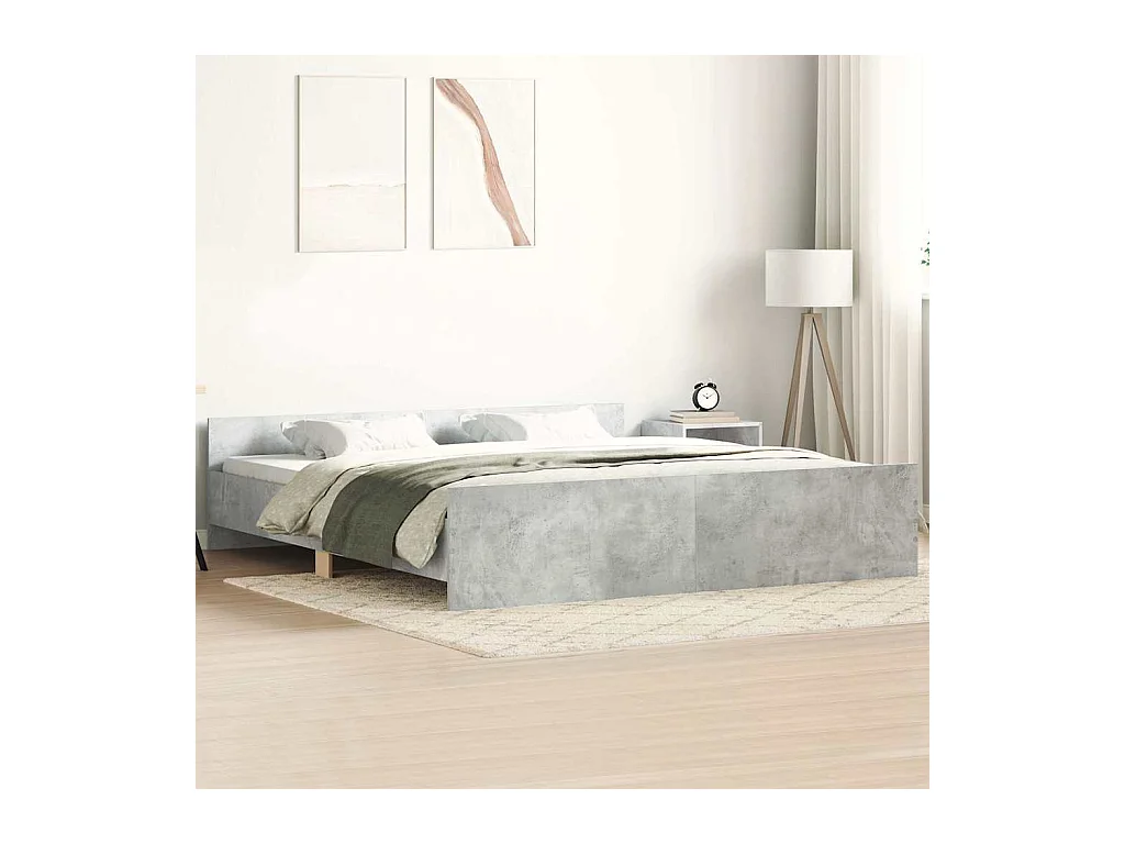 Cadre de lit sans matelas gris béton 180x200 cm