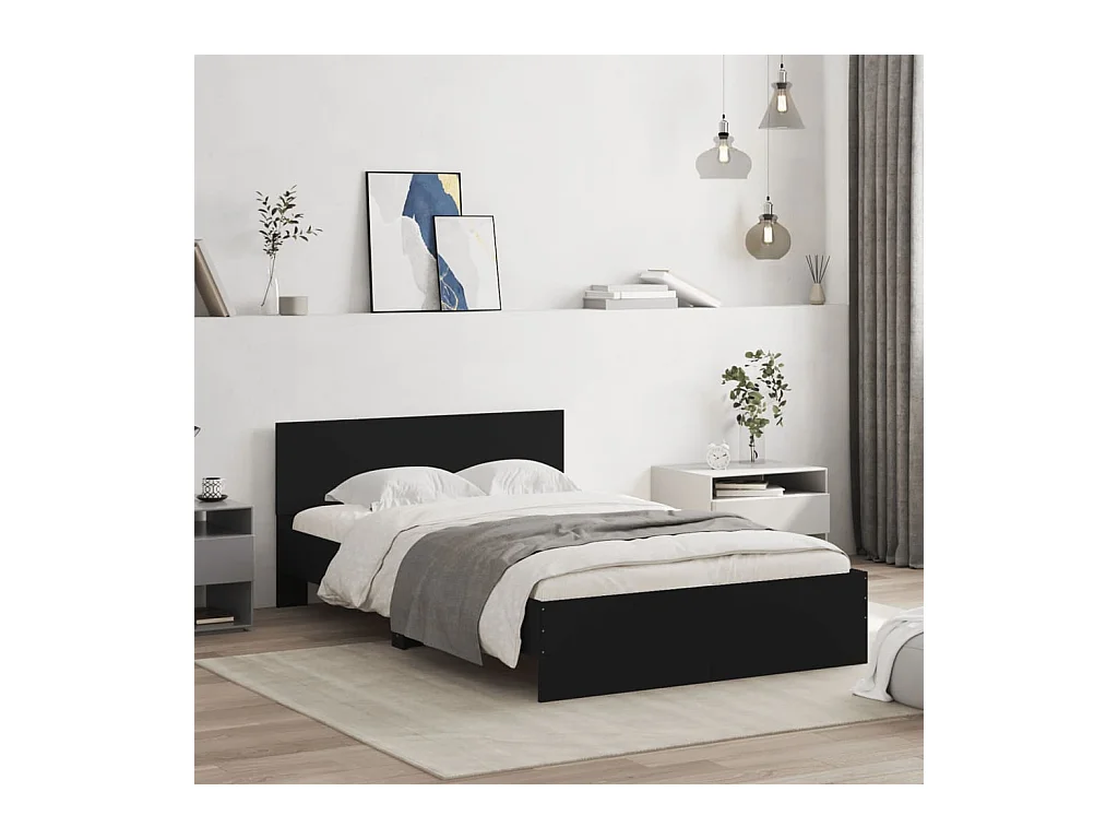 Cadre de lit sans matelas noir 120x190 cm