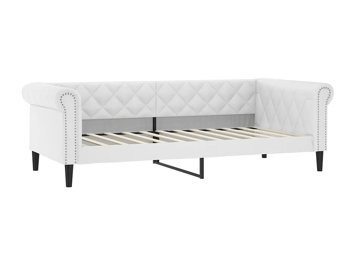 Lit de jour blanc 100x200 cm similicuir