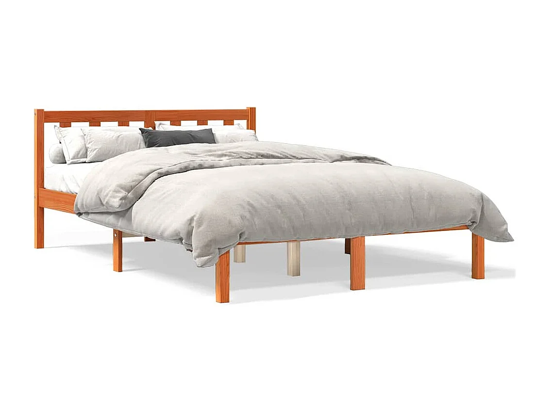 Cadre de lit sans matelas cire marron 120x200cm bois pin massif