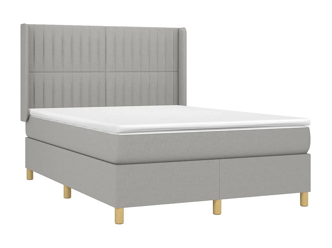 Sommier à lattes de lit matelas LED Gris clair 140x190 cm Tissu