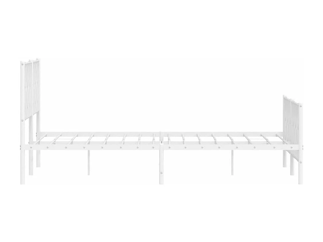 Cadre de lit métal sans matelas et pied de lit blanc 160x200 cm