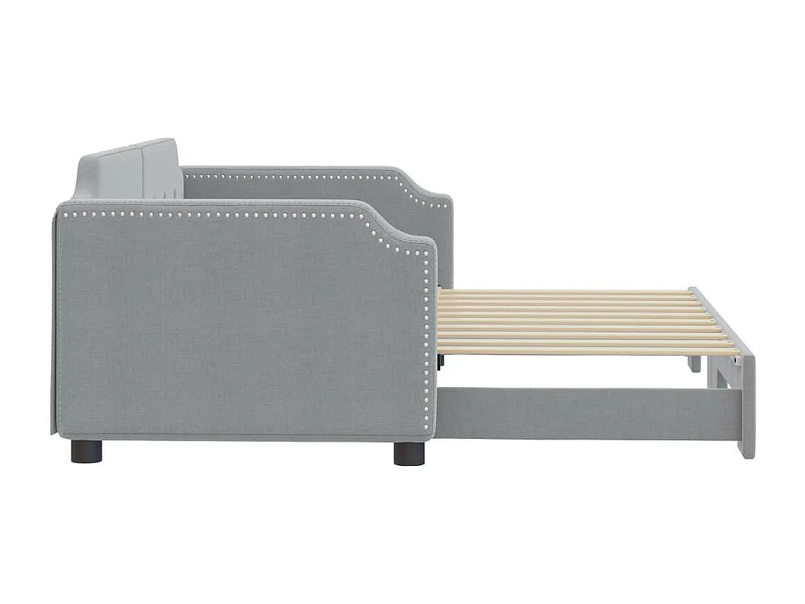 Lit de jour avec lit gigogne gris clair 90x190 cm tissu