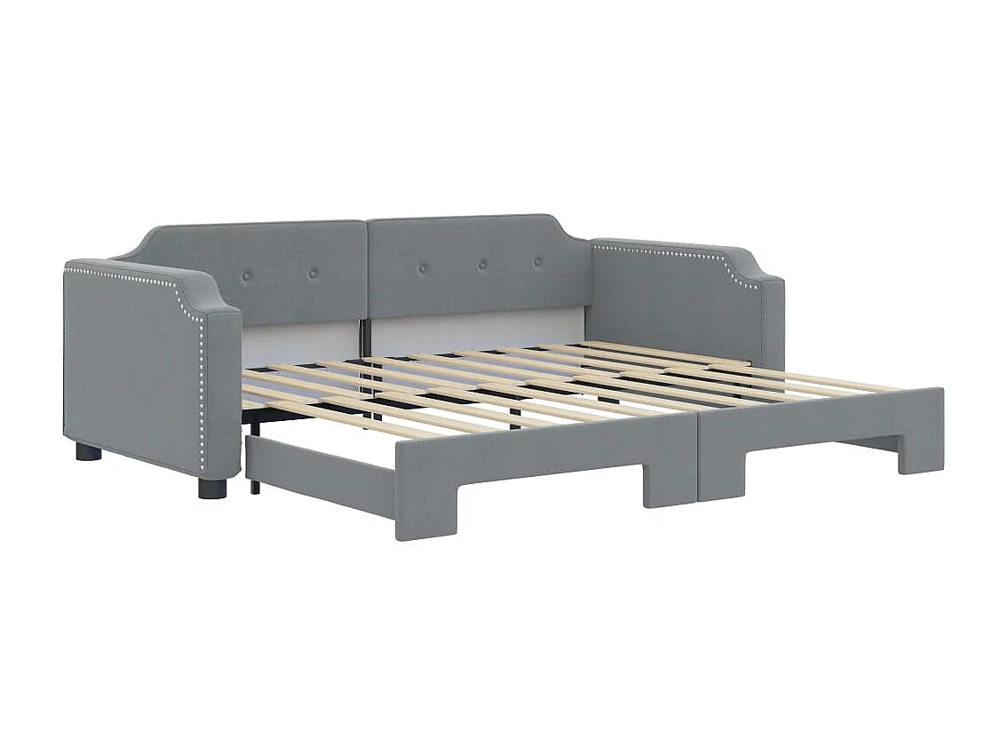 Lit de jour avec lit gigogne gris clair 90x190 cm tissu