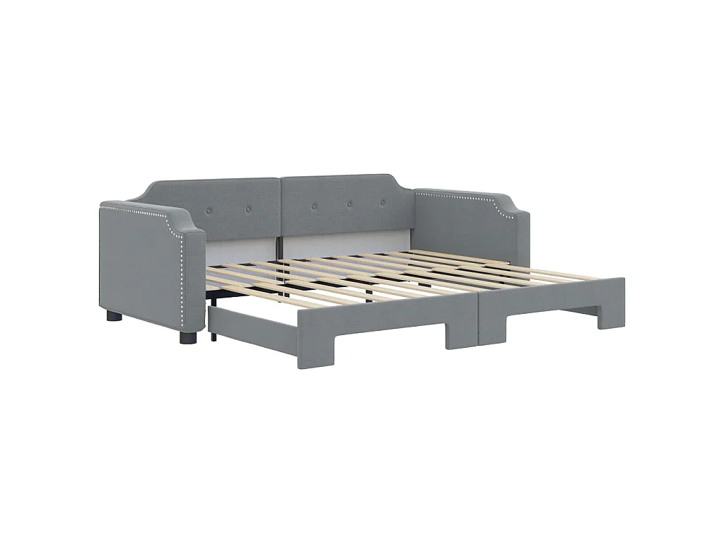 Slaapbank met onderschuifbed 90x190 cm stof lichtgrijs