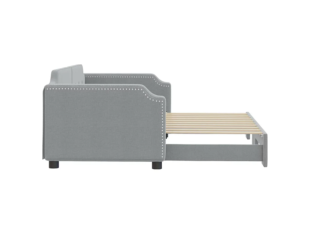 Slaapbank met onderschuifbed 90x190 cm stof lichtgrijs