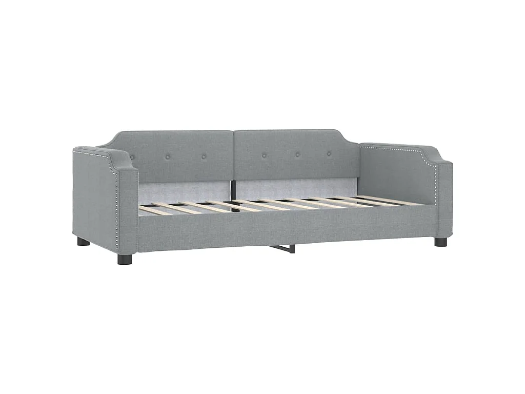 Slaapbank met onderschuifbed 90x190 cm stof lichtgrijs