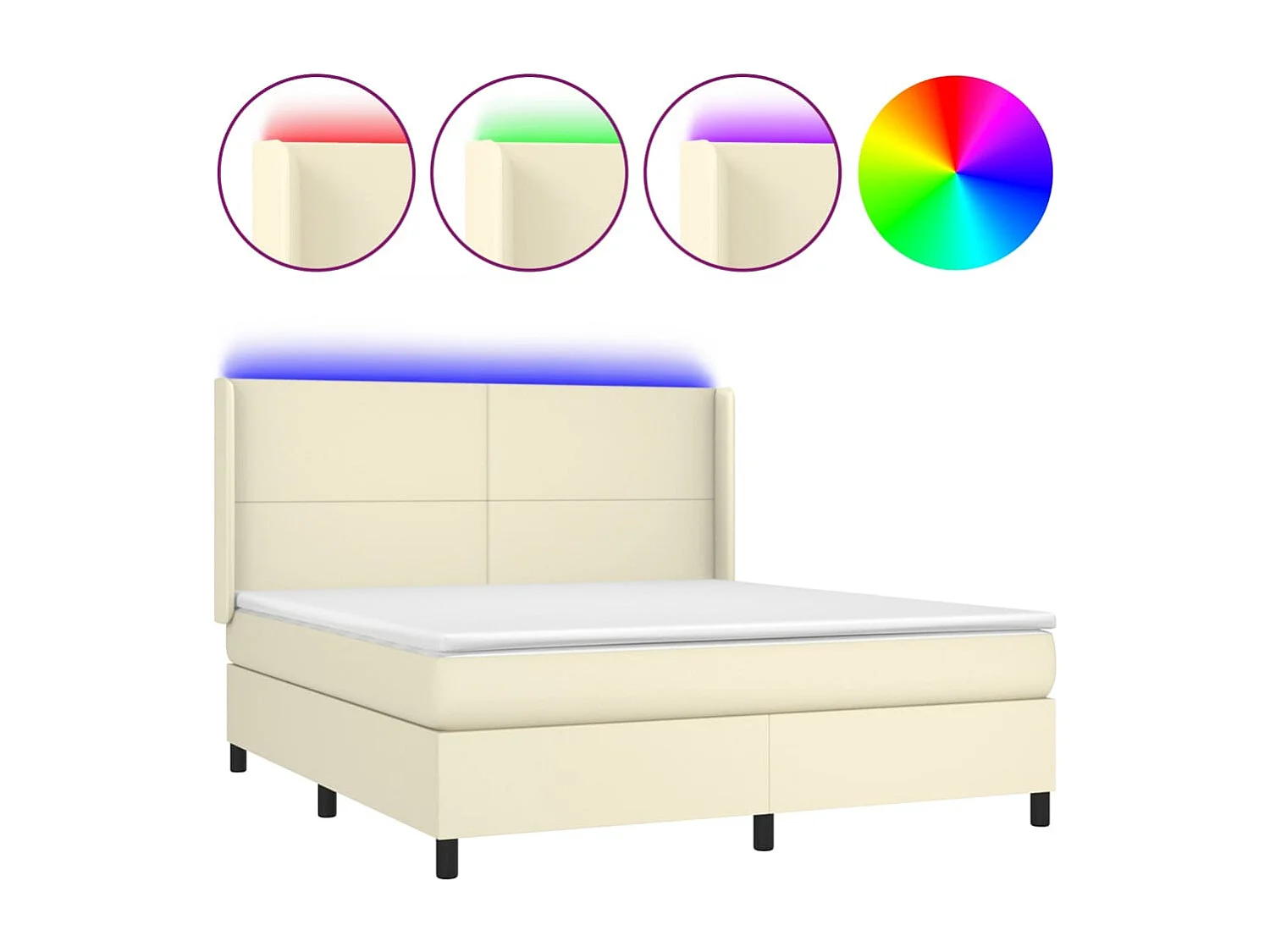 Giroletto a Molle con Materasso e LED Crema 160x200 cm