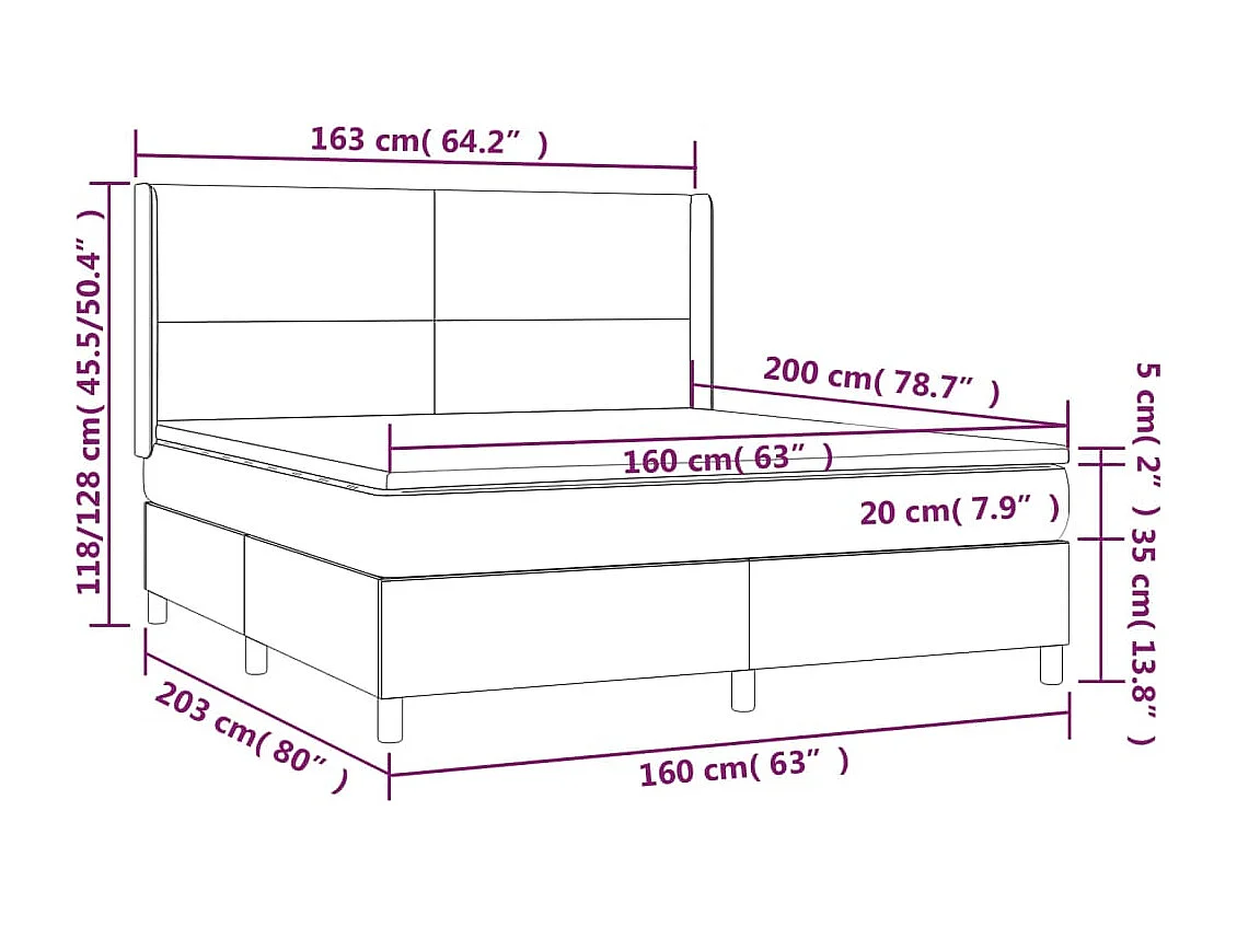 Giroletto a Molle con Materasso e LED Crema 160x200 cm