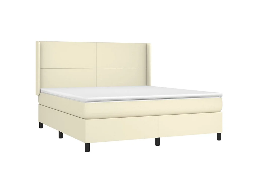 Boxspringbett mit Matratze & LED Creme 160x200 cm Kunstleder