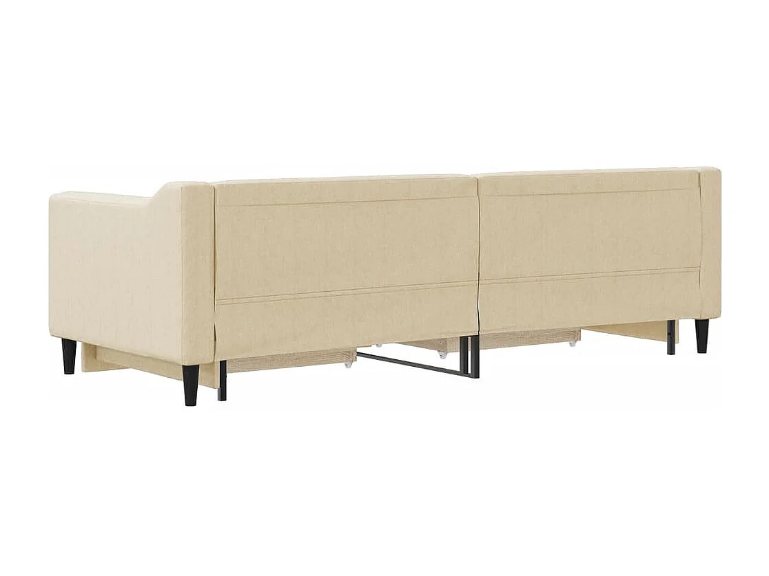 Lit de jour avec gigogne et tiroirs sans matelas crème 80x200cm