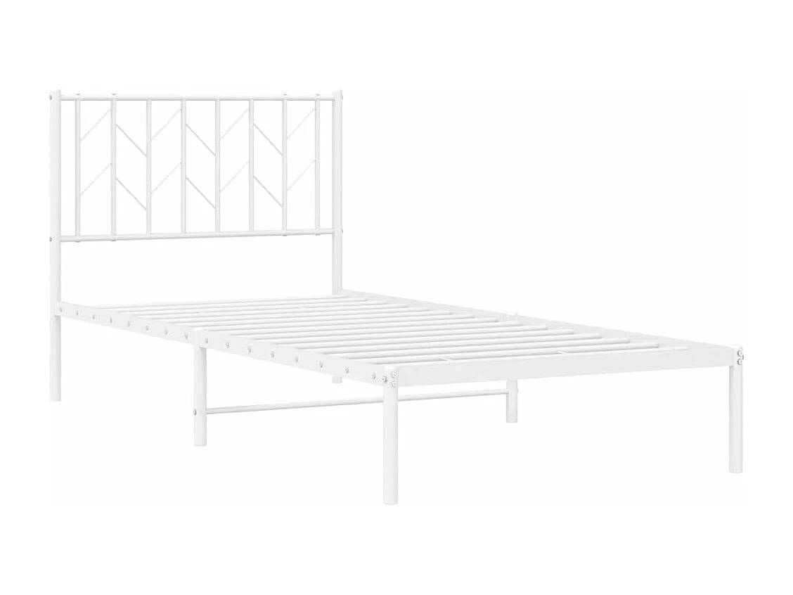 Bettgestell mit Kopfteil Metall Weiß 90x200 cm