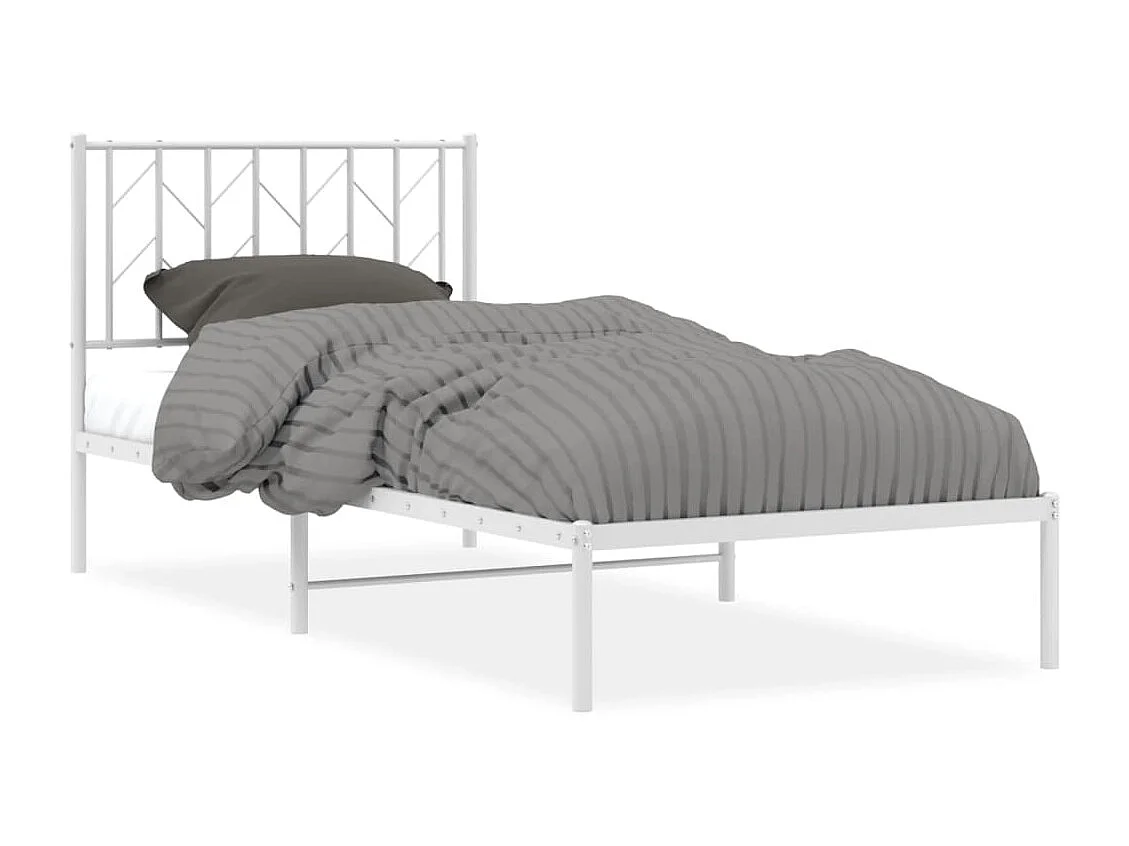 Bedframe met hoofdbord metaal wit 90x200 cm