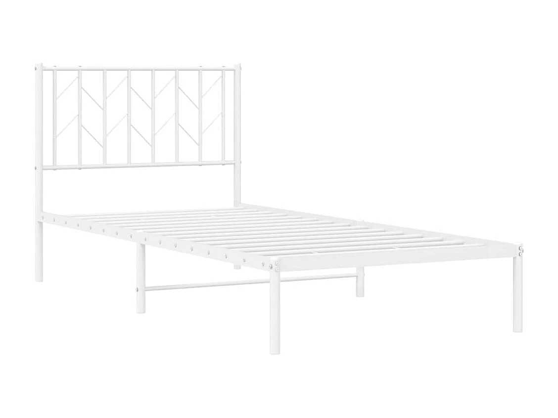 Bedframe met hoofdbord metaal wit 90x200 cm