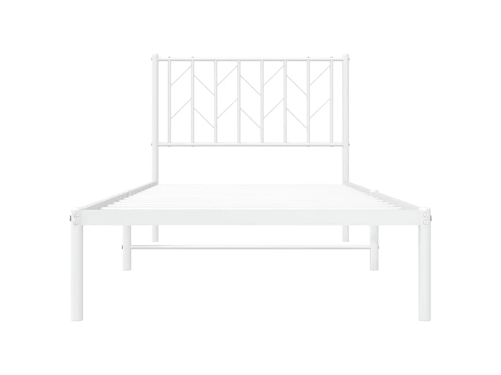 Cadre de lit métal sans matelas avec tête de lit blanc 90x200cm