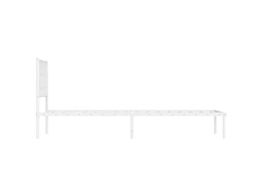 Cadre de lit métal sans matelas avec tête de lit blanc 90x200cm